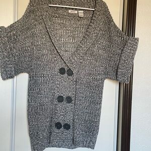 Forever 21 Charcoal Knit Cardigan with Black Buttons